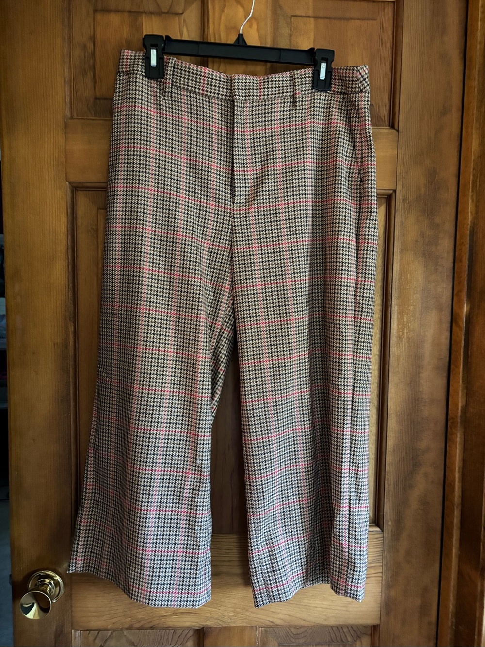Banana Republic Women’s Houndstooth Dress Pants in Brown with Pink Windowpane